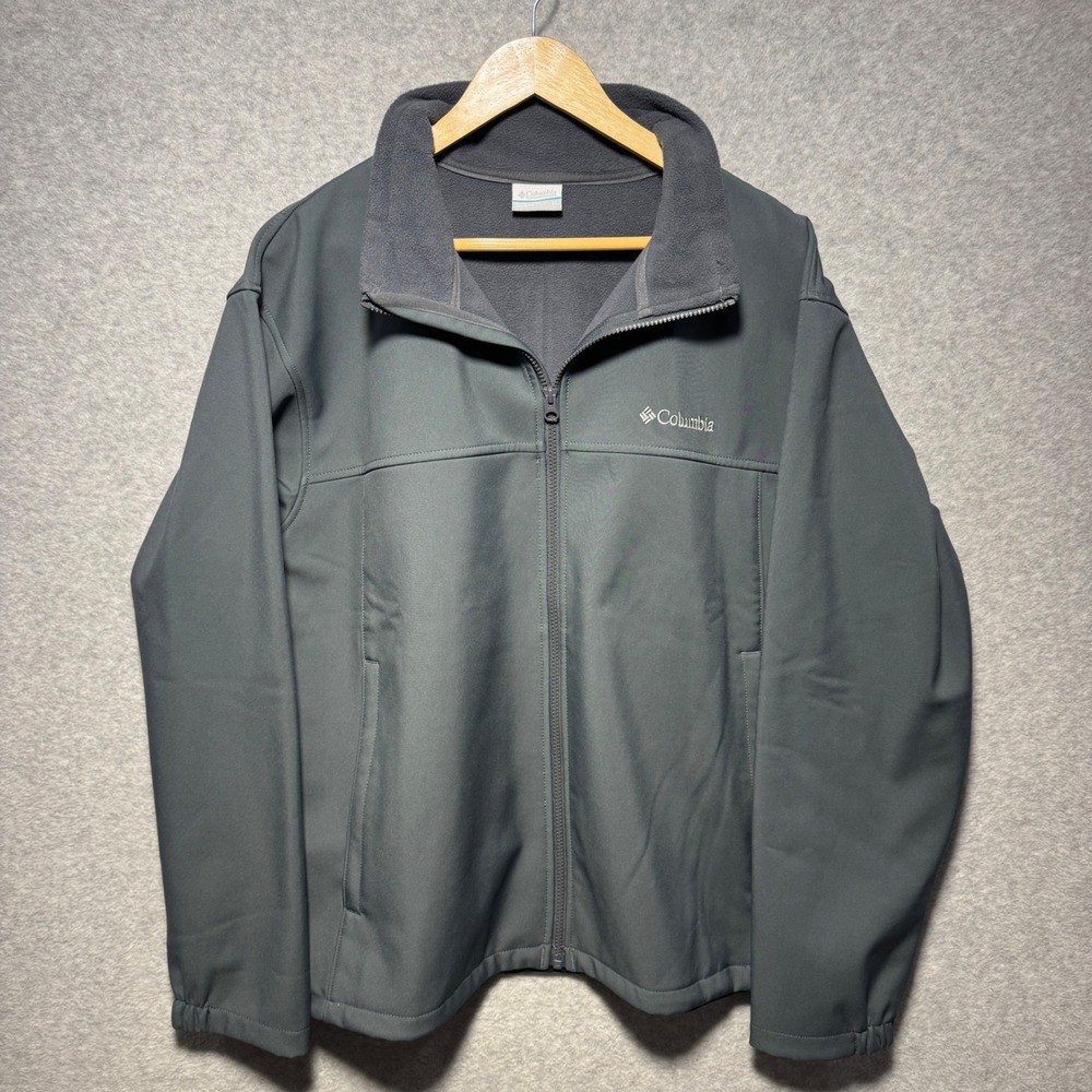 Columbia Mens Ascender Softshell Jacket Gray Full Zip Fleece Lined XL